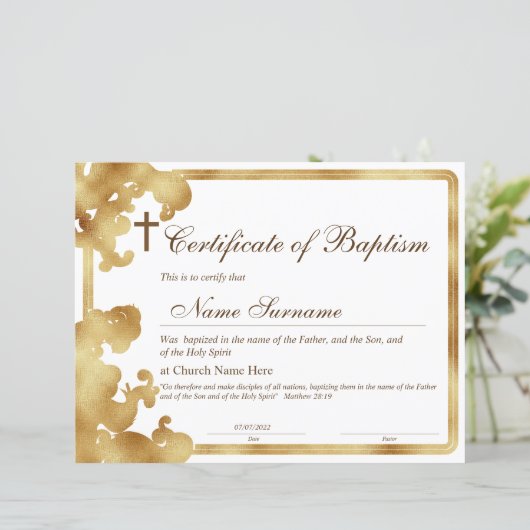 Taufschein, Baby Dedication (Stehend Vorderseite)