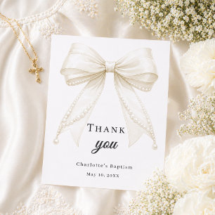 Taufschleife weißer Elfenbeinperlen Dankeskarte
