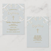 Taufschuhe in Pulverblau und Gold Visitenkarte (Vorne/Hinten)