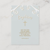 Taufschuhe in Pulverblau und Gold Visitenkarte (Rückseite)