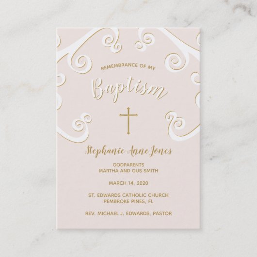 Taufschuhe in Rosa und Gold Visitenkarte (Vorderseite)