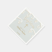 Taufscrolls in Pulverblau und Gold Serviette (Ecke)