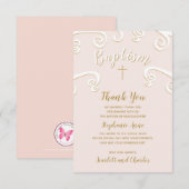 Taufscrolls in Rosa und Gold Einladung (Vorne/Hinten)