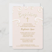 Taufscrolls in Rosa und Gold Einladung (Vorderseite)