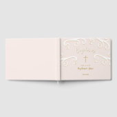 Taufscrolls in Rosa und Gold Gästebuch (Voll)