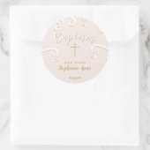 Taufscrolls in Rosa und Gold Runder Aufkleber (Tasche)