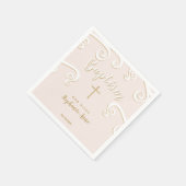 Taufscrolls in Rosa und Gold Serviette (Ecke)