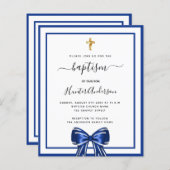 Taufsjunge Königsblauer weißer Bogen Einladung (Vorne/Hinten)