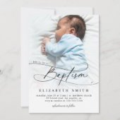 Taufskript Elegante religiöse Sitte mit Foto Einladung (Vorderseite)