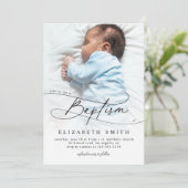 Taufskript Elegante religiöse Sitte mit Foto Einladung (Stehend Vorderseite)