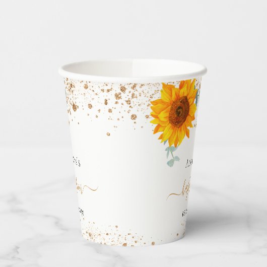 Taufsonnenblumen Eukalyptus Pappbecher (Links)