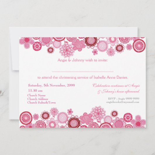 Tauftaufe-Mädchen-Foto-Einladungs-Karte Einladung (Rückseite)