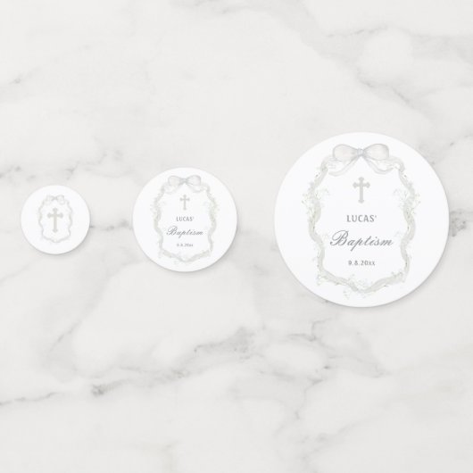 Tauftisch für weißes Gipskraut Konfetti (Rückseiten)