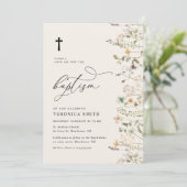 Taufveranstaltung für moderne Aquarell-Wildblume Einladung (Stehend Vorderseite)