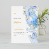 Taufwasser-Marmordesign Folieneinladung (Stehend vorne)