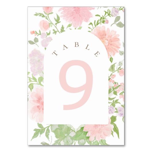 Taufwasserfarbe rosa Blumen Tischnummer (Vorderseite)
