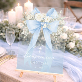 Taufzeremonie für Babyjungen Eleganter blauer Euka Acrylschild
