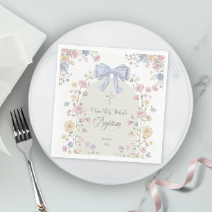 Taufzeremonie für Mädchen Pastell Bogen Wildblume Serviette
