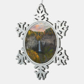 Taughannock Falls im Herbst Schneeflocken Zinn-Ornament (Rechts)