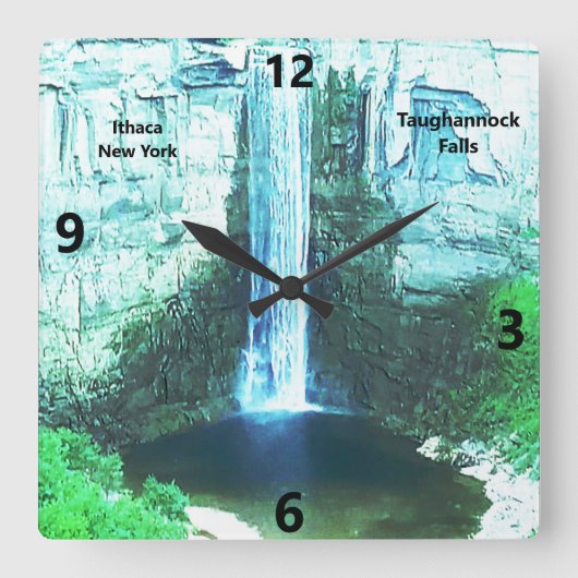 TAUGHANNOCK FALLT ITHACA-Uhr Quadratische Wanduhr (Vorderseite)