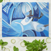 Taumeltauben in Cerulean Blue Geschirrtuch (Gefaltet)