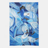 Taumeltauben in Cerulean Blue Geschirrtuch (Vertikal)