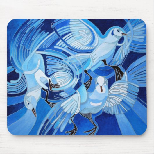 Taumeltauben in Cerulean Blue Mousepad (Vorne)