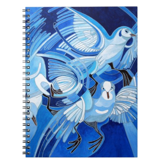 Taumeltauben in Cerulean Blue Notizblock (Vorderseite)