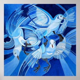 Taumeltauben in Cerulean Blue Poster
