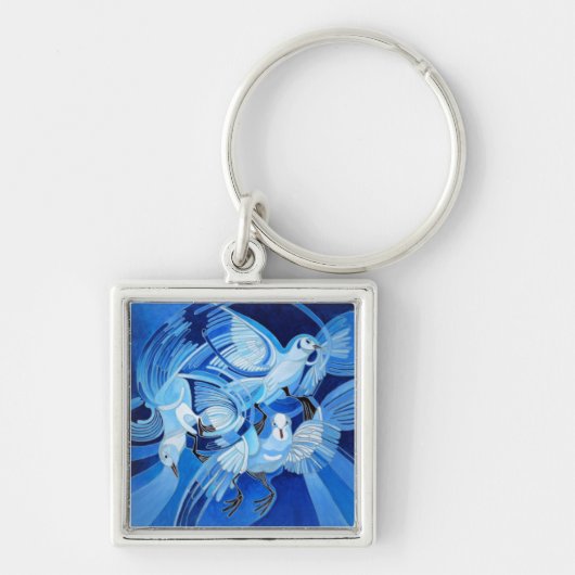 Taumeltauben in Cerulean Blue Schlüsselanhänger (Vorne)