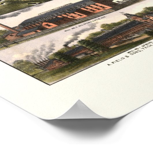 Taunton, MA Panoramic Map - 1875 Poster (Ecke)