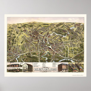 Taunton, MA Panoramic Map - 1875 Poster