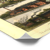 Taunton Massachusetts 1875 Antique Panoramabalkart Poster (Ecke)