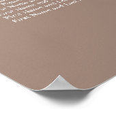 Taupe 10 Table Wedding Seating Chart Poster (Ecke)