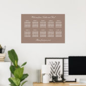 Taupe 10 Table Wedding Seating Chart Poster (Heimbüro)