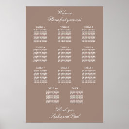 Taupe 11 Tabelle Hochzeitskartentabelle Poster