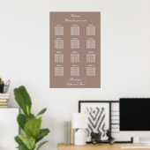 Taupe 12 Table Wedding Seating Chart Poster (Heimbüro)