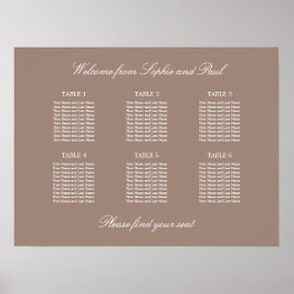 Taupe 6 Tabelle Hochzeitsdiagramm Poster