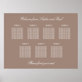 Taupe 7 Tabelle Hochzeitsdiagramm Poster
