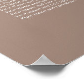 Taupe 8 Table Wedding Chart Poster (Ecke)