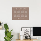 Taupe 8 Table Wedding Chart Poster (Heimbüro)