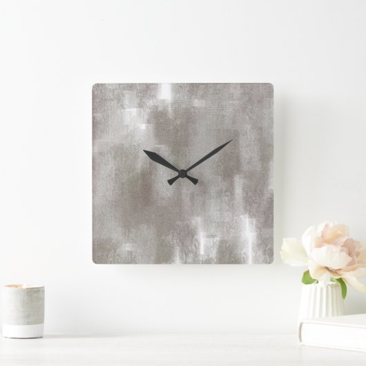 Taupe Abstrakt Wall Clock Quadratische Wanduhr (Zuhause)