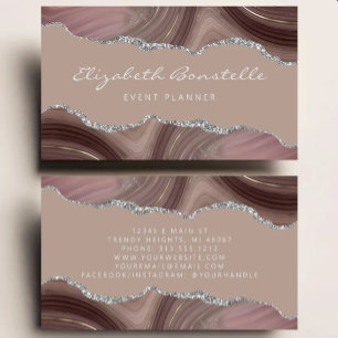 Taupe Achat Silber Glitter Luxus Visitenkarte