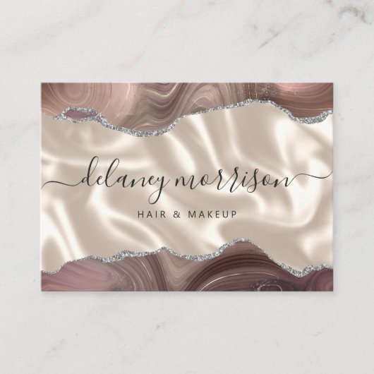 Taupe Agate Ivory Silk Luxury Visitenkarte (Vorderseite)