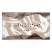 Taupe Agate Silver Glitzer Luxury Magnetische Visitenkarte (Vorderseite)