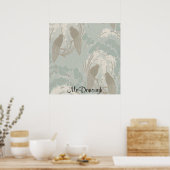 Taupe and Blue Paradise Garden Pattern Poster (Küche)