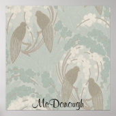 Taupe and Blue Paradise Garden Pattern Poster (Vorne)