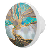 Taupe and teal Marble Tree of life Keramikknauf (Rechts)