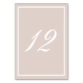 Taupe and White Calligraphy Tischnummer (Vorderseite)
