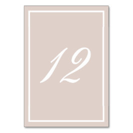 Taupe and White Calligraphy Tischnummer